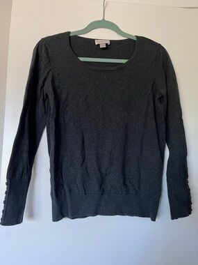 LOFT Charcoal Scoop Neck Lightweight Sweater